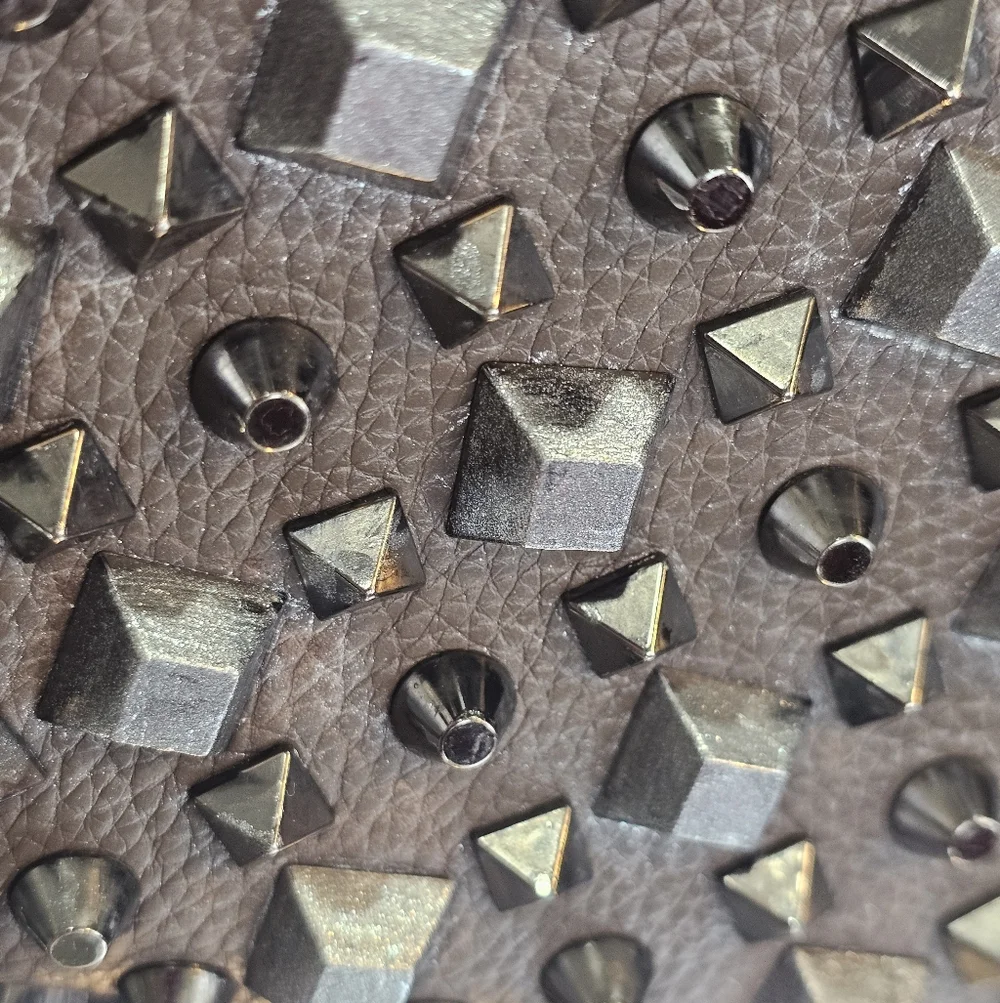 🤎Christian Louboutin Studded Panettone Zip-Around Wallet – Brown & Silver🩶 - Picture 12 of 15